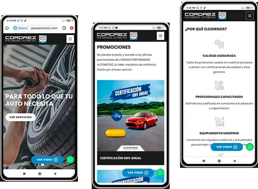 Presentación de servicios de una empresa automotriz en celulares