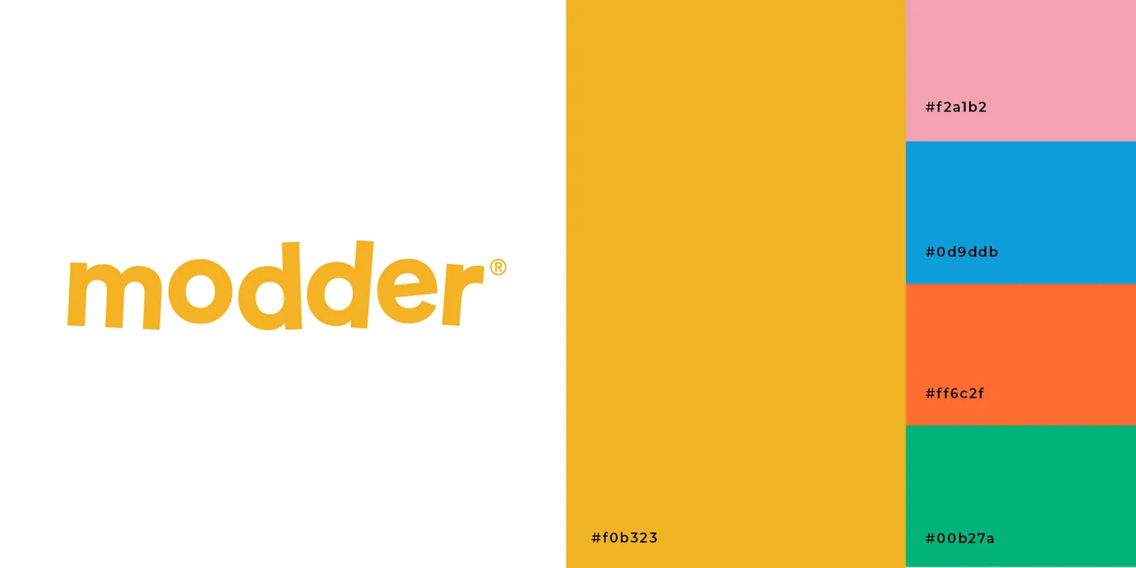 Logotipo de Modder y paleta de colores de su identidad visual