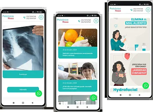 Presentación de servicios de salud en una página web adaptable a celulares