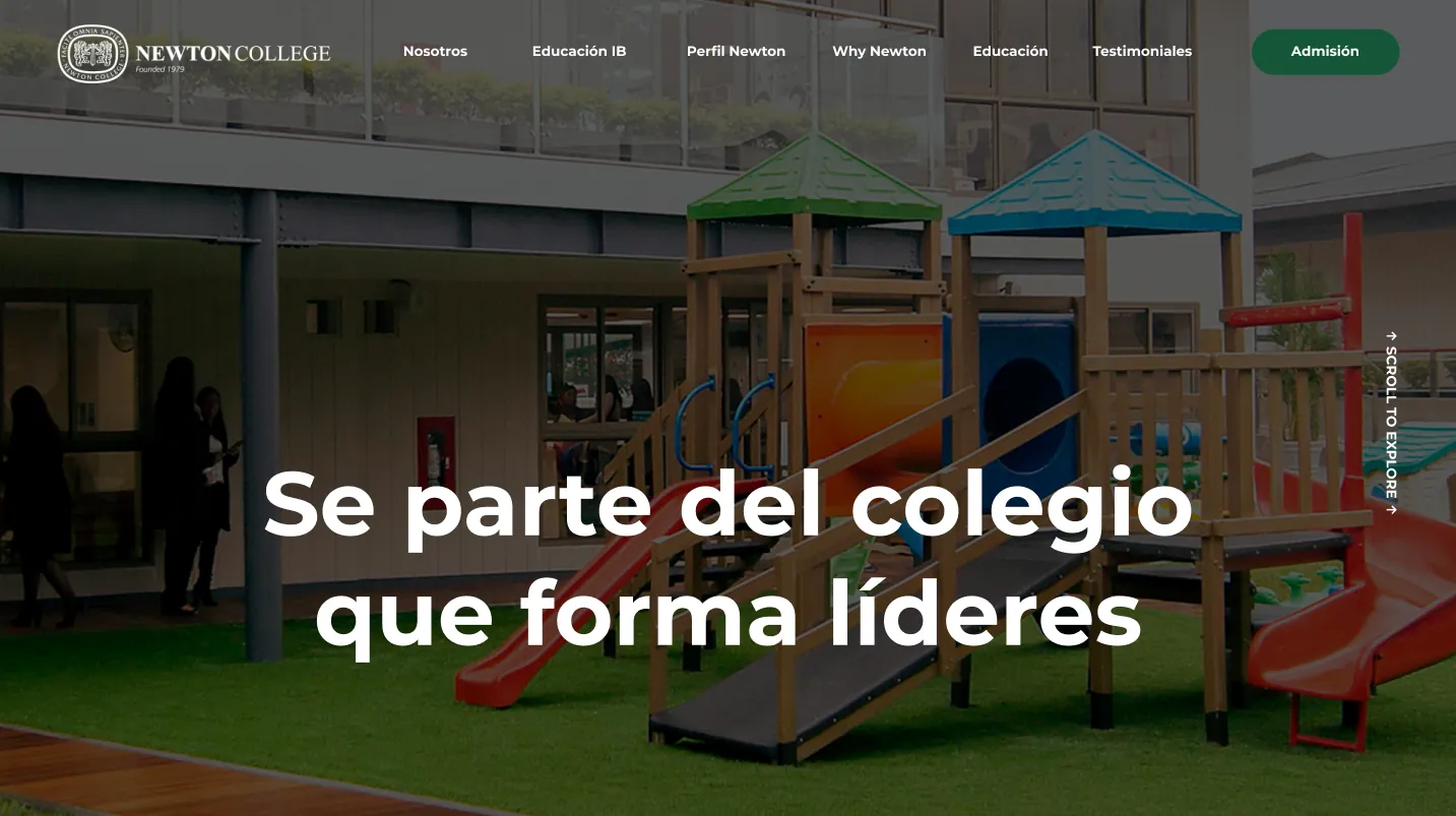 Nueva interfaz de inicio del sitio web de Newton College