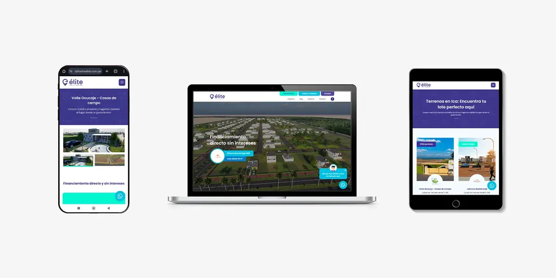Sitio web de Elite Inmobiliaria con su portafolio de proyectos
