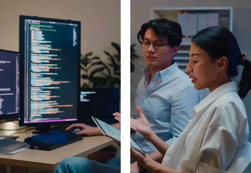Imagen referencial de profesionales trabajando con una solución de software