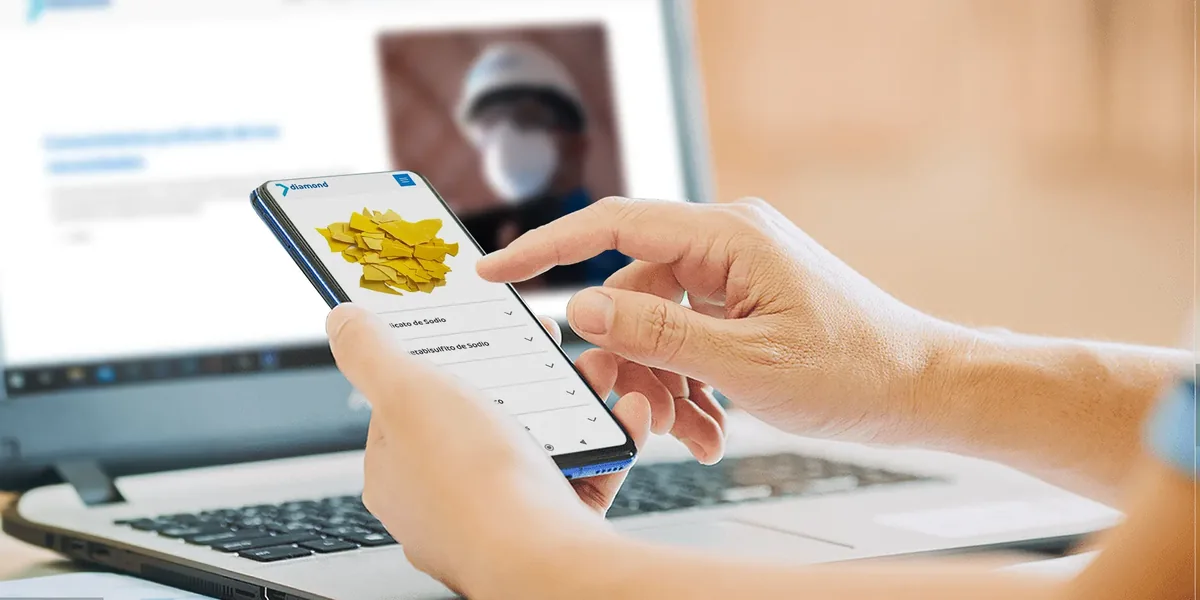 Catálogo de productos de Diamond consultado desde un teléfono